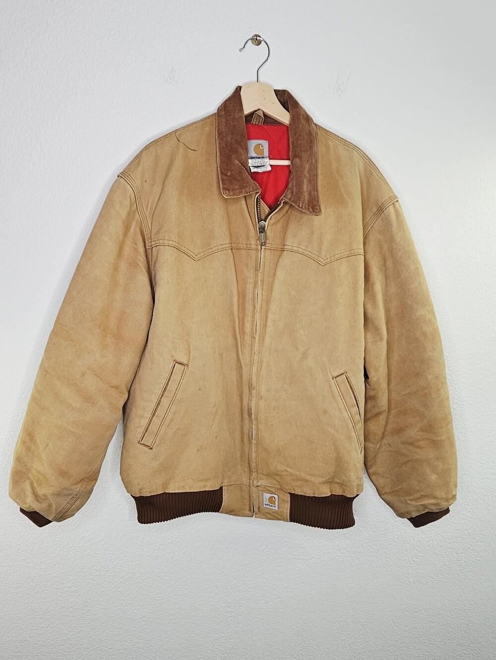 Vintage Carhartt Jacket Santa Fe Brown Red Quilted Lined XL